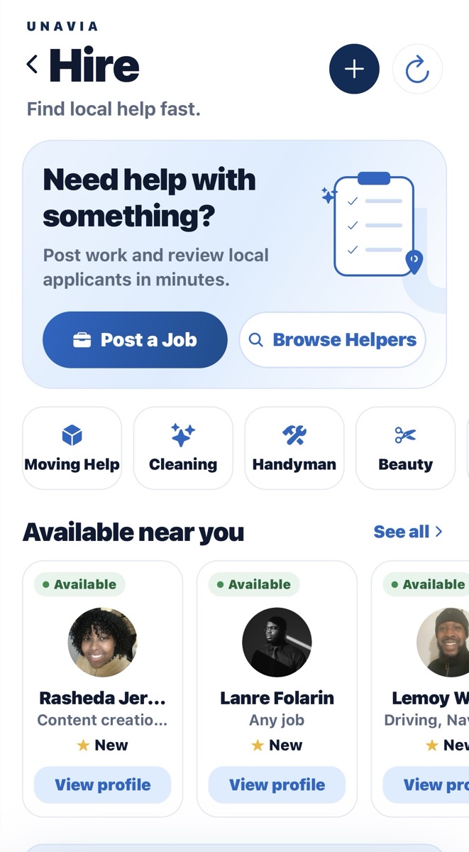 Hire someone on Unavia