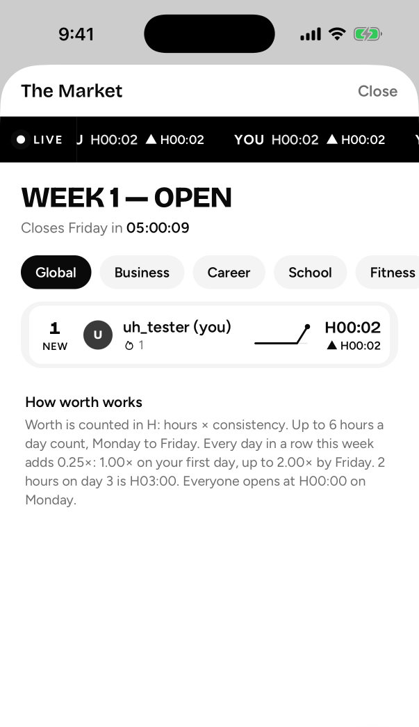 The Market: this week's board, with a live ticker and category filters